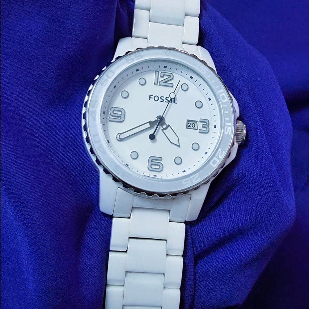 Fossil Ceramica CE5009 Ivory White All Ceramic Men's Watch 47mm - Picture 6 of 11